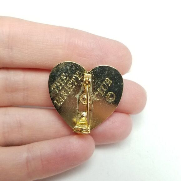 Vintage Heart Shape Tree Design Brooch, Gold Tone Setting, The Variety Club - Picture 4 of 6